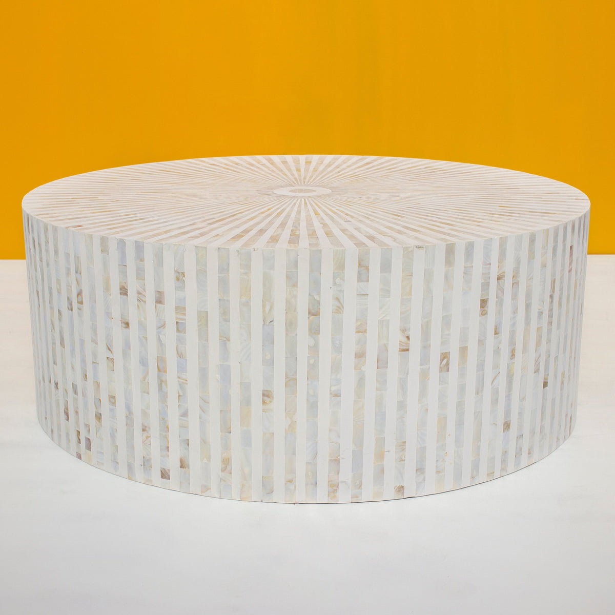 Rangili Round White Bone Inly Coffee Table