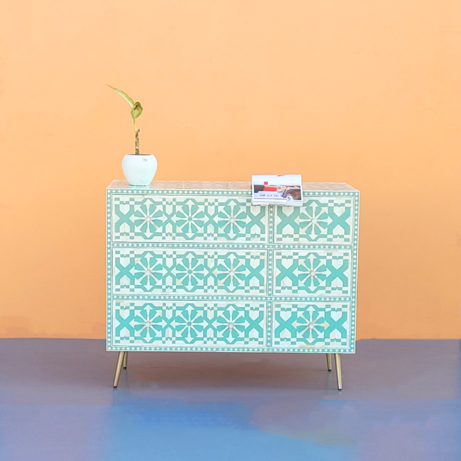 Rajwadi Bone Inlay Chest of 6 Drawers Main Image