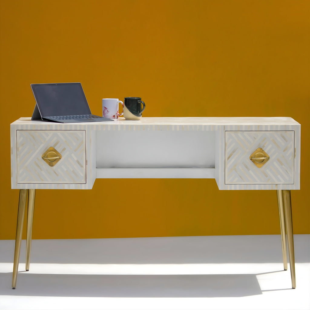 Rajwada Bone Inlay Writing Desk / Console Table