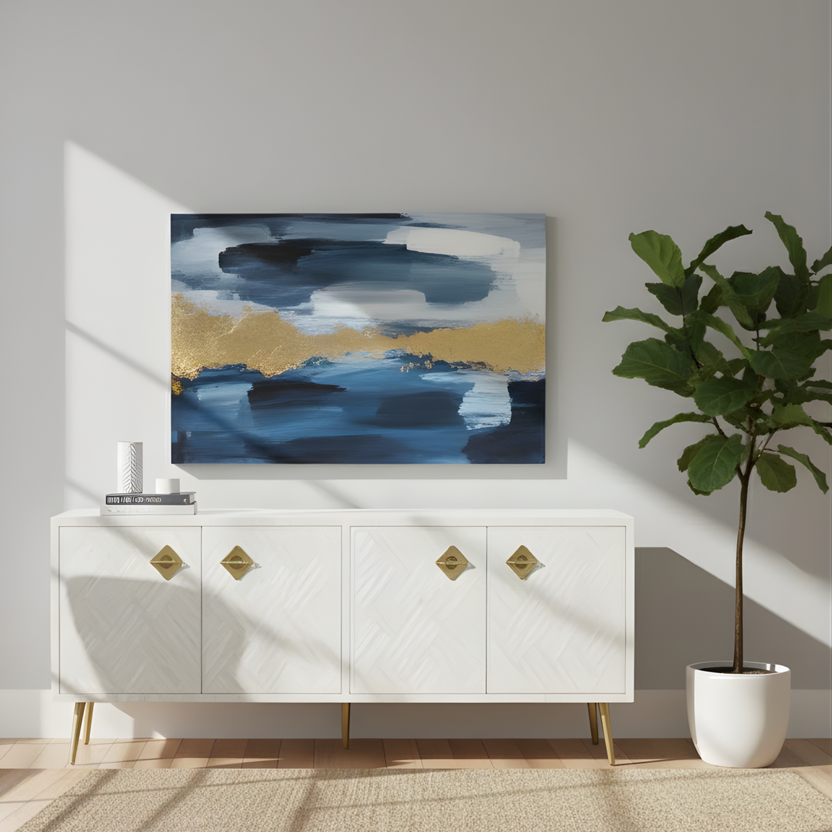 Virāsat Bone Inlay Storage White Media Unit / Sideboard ( Optical Design )