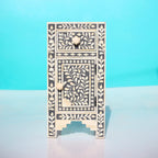 Kundanika Grey & Cream Floral Bone Inlay Bedside Table – Handmade Nightstand