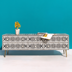 Riwayat Black & White Bone Inlay TV Unit with Drawers