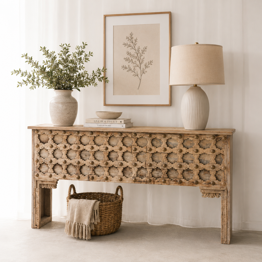 Handmade Made Vintage Touch Solid Mango Wood Console Table