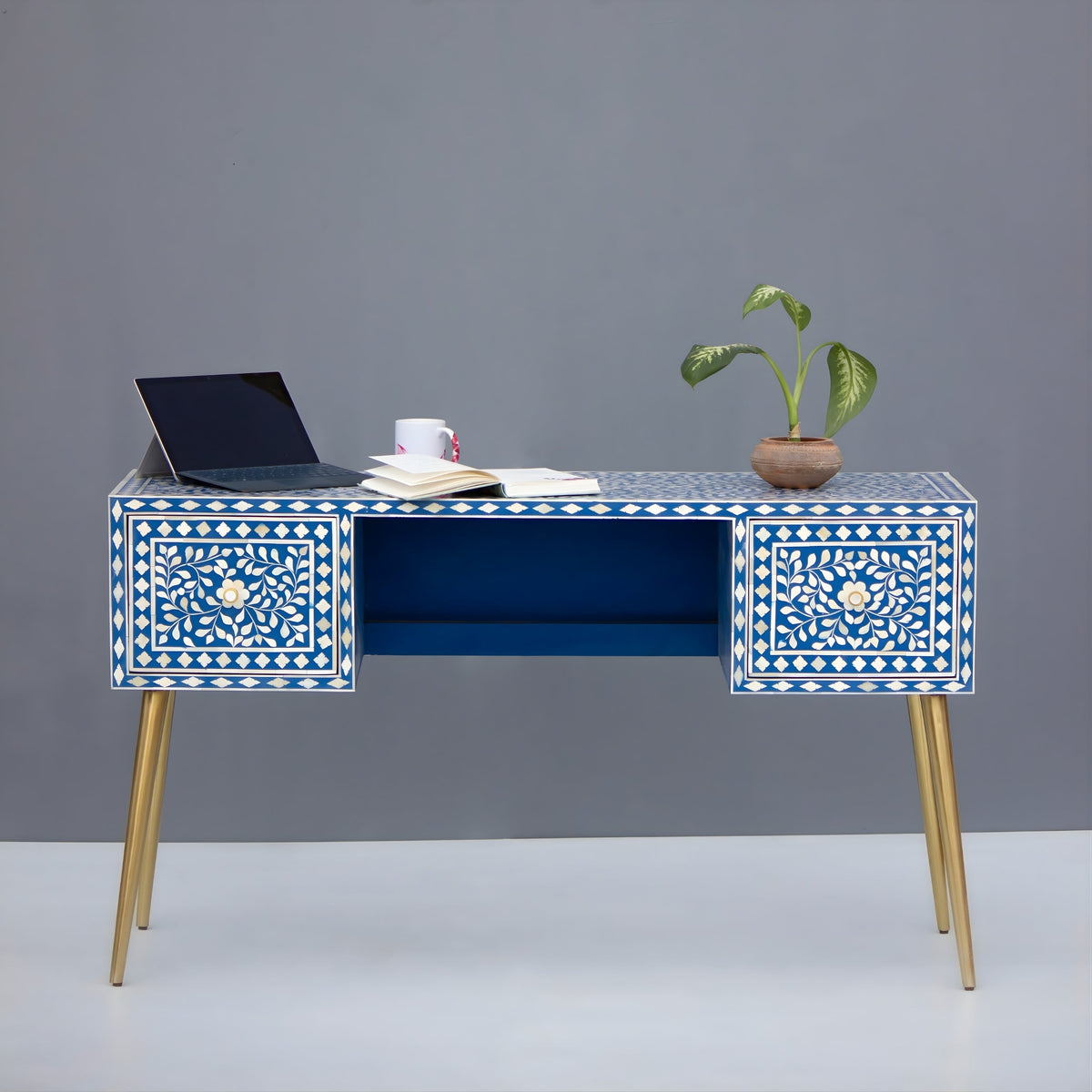 Shahraaz Bone Inly Blue or White Study Desk