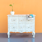 Hand-Carved Mother of Pearl Chest of 2 Drawers Floral Design