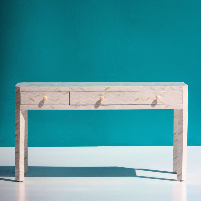 Adaa Bone Inlay Console Table with Three Drawers Main Image