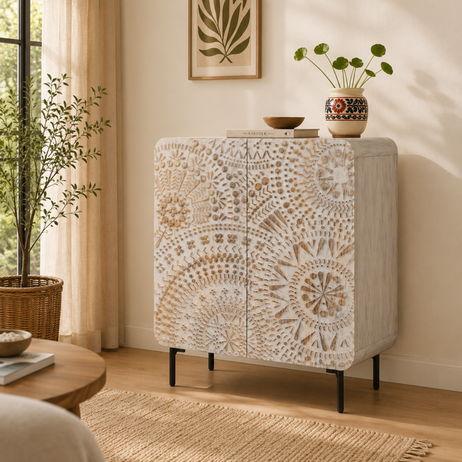 Marudhara Carved – Handcrafted Rajasthani Cabinet Hover Image