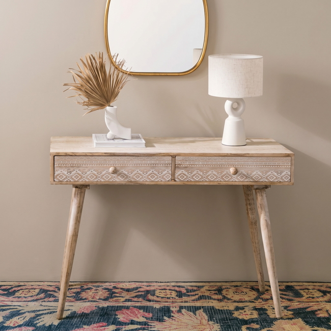 Kesar Mahal Natural Mango Wooden Study Console Table Hover Image