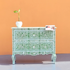 Rang Mahal Mother of Pearl Green Floral Chest of 2 Drawers