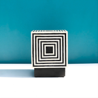 Kesari Geometric Bone Inlay Cube Side Table for Living Room