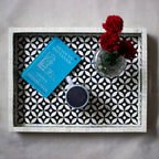 Kuldhara Bone Inlay Geometric Serving Tray