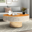 Royal Round Bone Inlay Coffee Table with Wooden Top