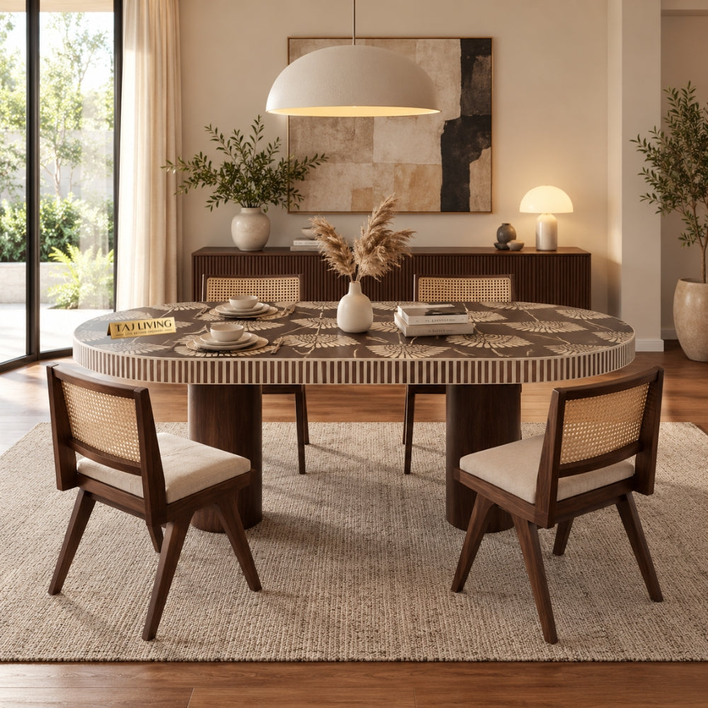 Bone Inlay Dining Table – Handcrafted 6 Seater Luxury Dining Table