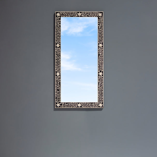 Marurang Bone Inlay Floral Wall Mirror for Home Main Image