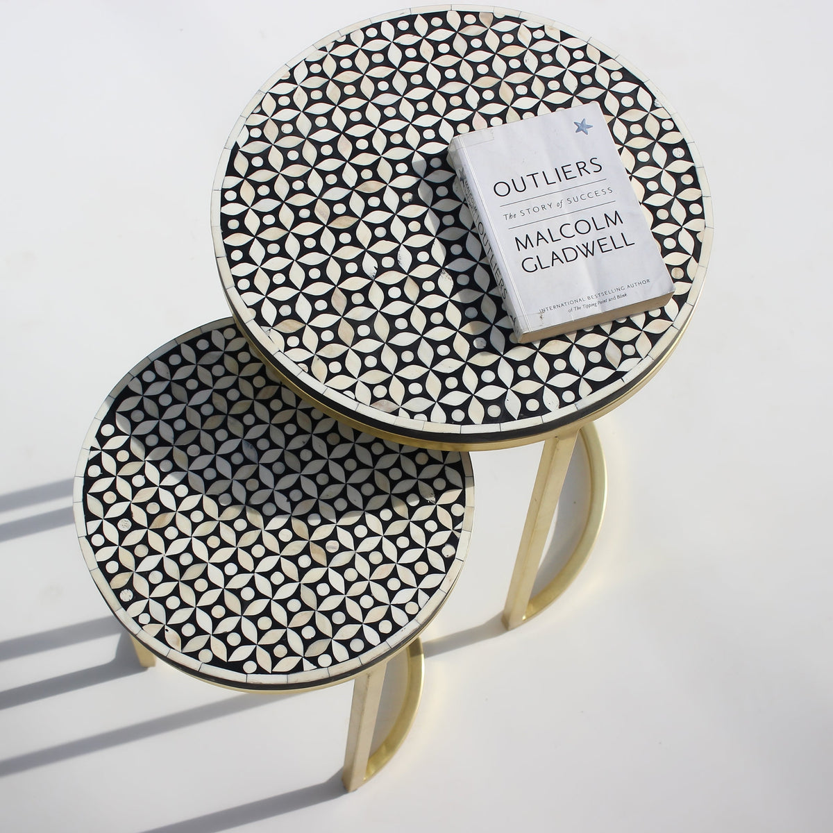 Mehraan Bone Inlay Round Coffee Tables – Set of 2
