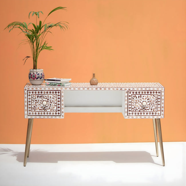 Dharti Wooden Bone Inly Working Desk for Work Main Image