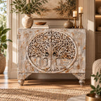 Mughalika White Washed Mango Wood Cabinet
