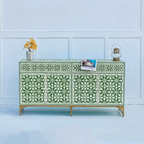 Rajdarbar Bone Inlay Floral Storage Sideboard with 3 Smooth-Glide Drawers