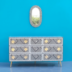 Zardozi Bone Inlay Chest of 9 Drawers Living Rooms, Bedrooms, Hallways