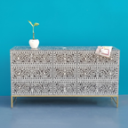 Rang Mahal Mother of Pearl 9 Drawer Floral Sideboard / Chest of Drawers