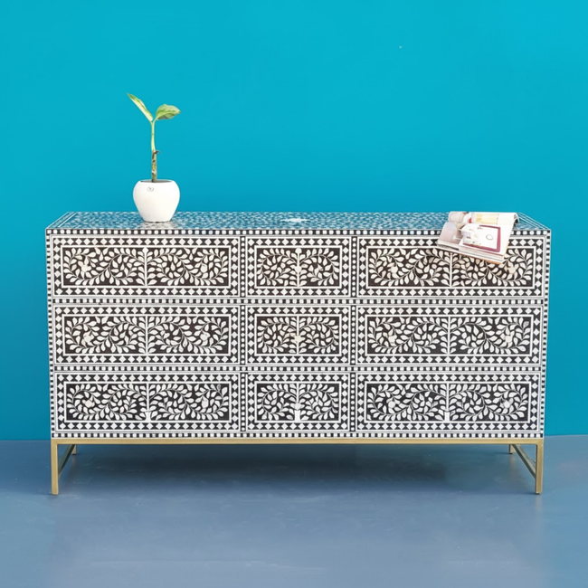 Rang Mahal Mother of Pearl 9 Drawer Floral Sideboard / Chest of Drawers Main Image