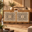 Handcrafted Solid Wood Sideboard Cabinet with Intricate Mandala Carved Doors