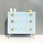 Bone Inlay Chest of 3 Drawers with Metal Knobs