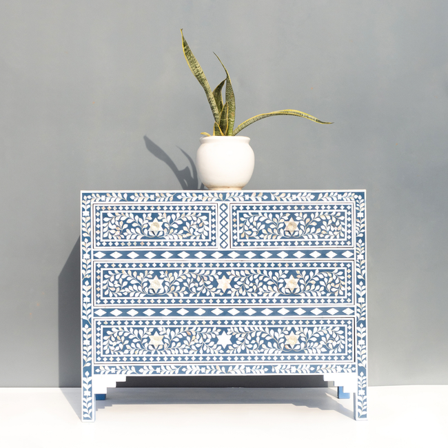 Rajbagh Bone Inlay Chest of 4 Drawers Main Image
