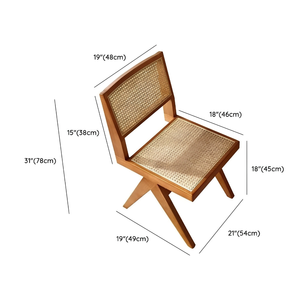 Pavitra Baithak Rattan Dining Table with 4 Chairs – Handcrafted 4 Seater Wooden Dining Set