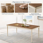 Solid Wood Dining Table Set with 8 Upholstered Chairs (1 Table+8 Chairs