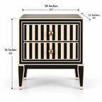 Rangoli Black Bone Inlay Nightstand | 2 Drawer Luxury Bedside Table