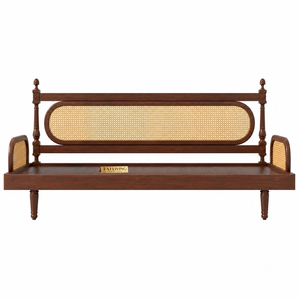 Cane-Style Day Bed with Cushioned Backrest for Indian Homes