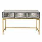 Rangrez Black and White Geometric Mother of Pearl Inlay Console Table