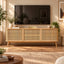 Rattan TV Unit 1 Center Drawer, 2 Cupboards and an Open Shelf