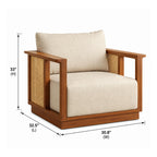 Teak Wood Varnik 3+1+1 Ash Wood Sofa Set with Cane Accents