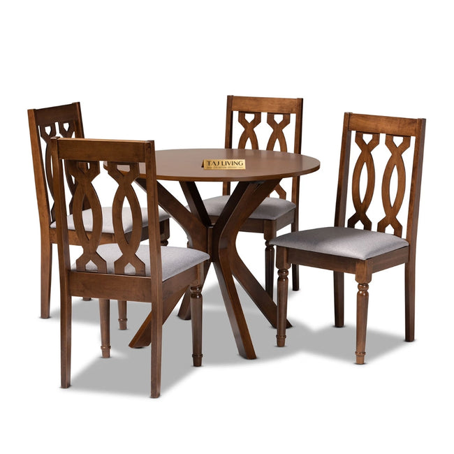 Taj Solid Wood 4 Seater Dining Table Set with 4 Chairs Main Image