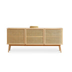 Rattan TV Unit 1 Center Drawer, 2 Cupboards and an Open Shelf