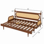 Cane-Style Day Bed with Cushioned Backrest for Indian Homes