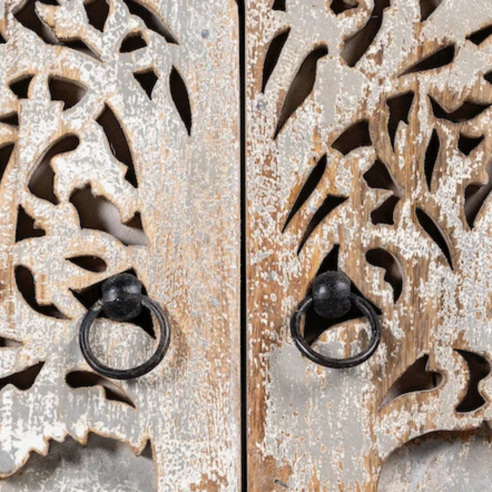 Mughalika White Washed Mango Wood Cabinet
