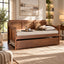 Khaas Solid Wood Upholstered Natural Cane Sofa Cum Bed