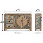 Mandana Handcrafted Bone Inlay & Cane 3-Door Sideboard