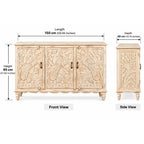 Jharokha Hand-Carved Whitewashed Mango Wood Cabinet