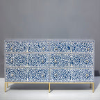 Regal Vine Bone Inlay Sideboard Cabinet - Floral Pattern