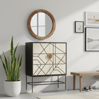 Kashvi Black & White Bone Inlay 2-Door Cabinet – Geometric Design