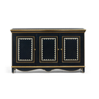 Virasat Hand-Painted Midnight Blue Solid Mango Wood Sideboard – 3 Door Storage Cabinet
