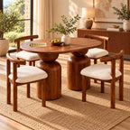 Darbar Wood Round Table with 4 Matching Chairs Dining Set