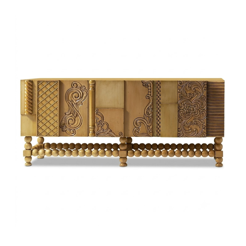 Marudhara Carved Wood Sideboard, Three Doors