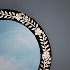Noorani Round Floral Mirror Bone Inlay