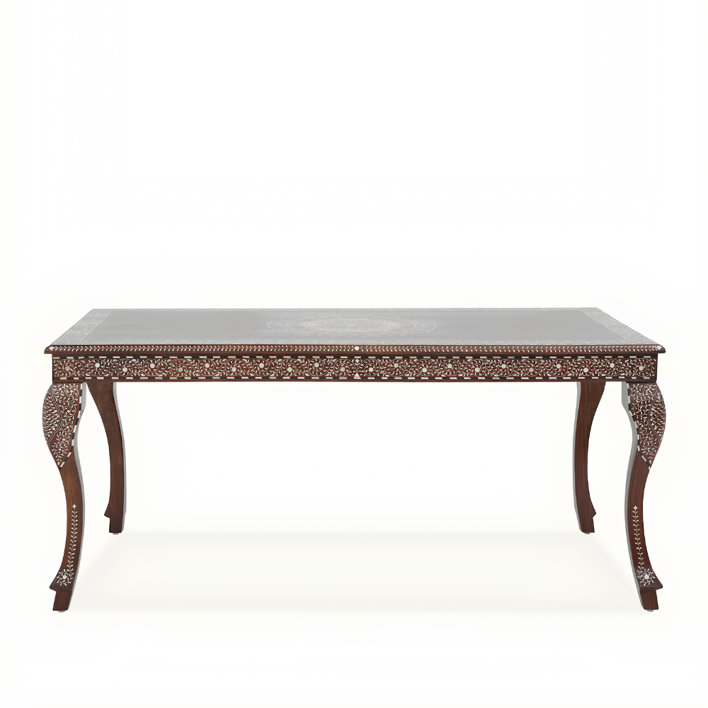 Riwaayat Hand-Carved Wooden Bone Inlay 6 - seater Dining Table