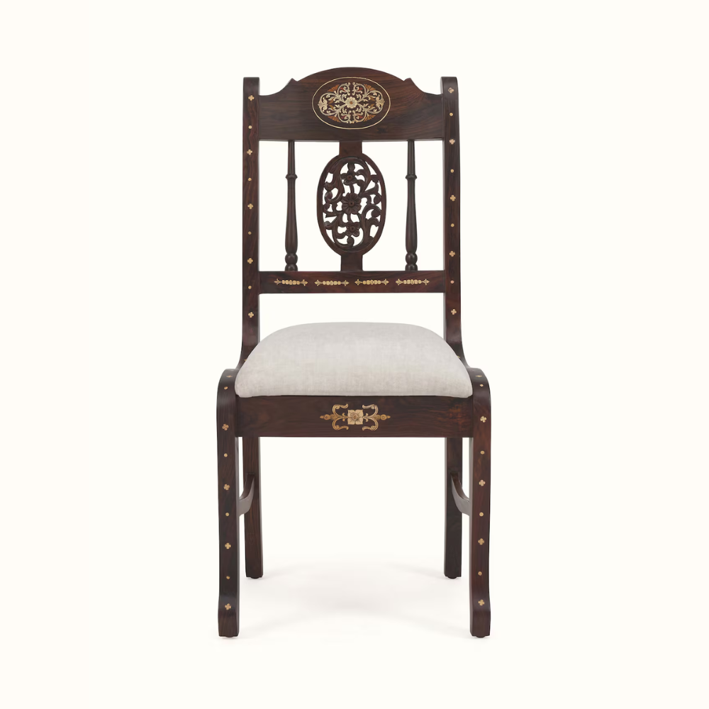 Aangan Upholstered Wooden Inlay Dining Chair (2 Pcs)